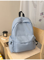 Minimalist Multi-Functional Nylon School Backpack with Multiple Pockets, view 4