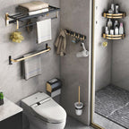 Modern Black and Brass Metal Bathroom Accessories, Individual Pieces or Sets, view 21