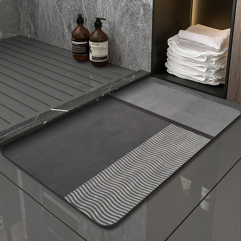 Modern Geometric Bath Mat Polyester Textile Non Slip | High & Bury
