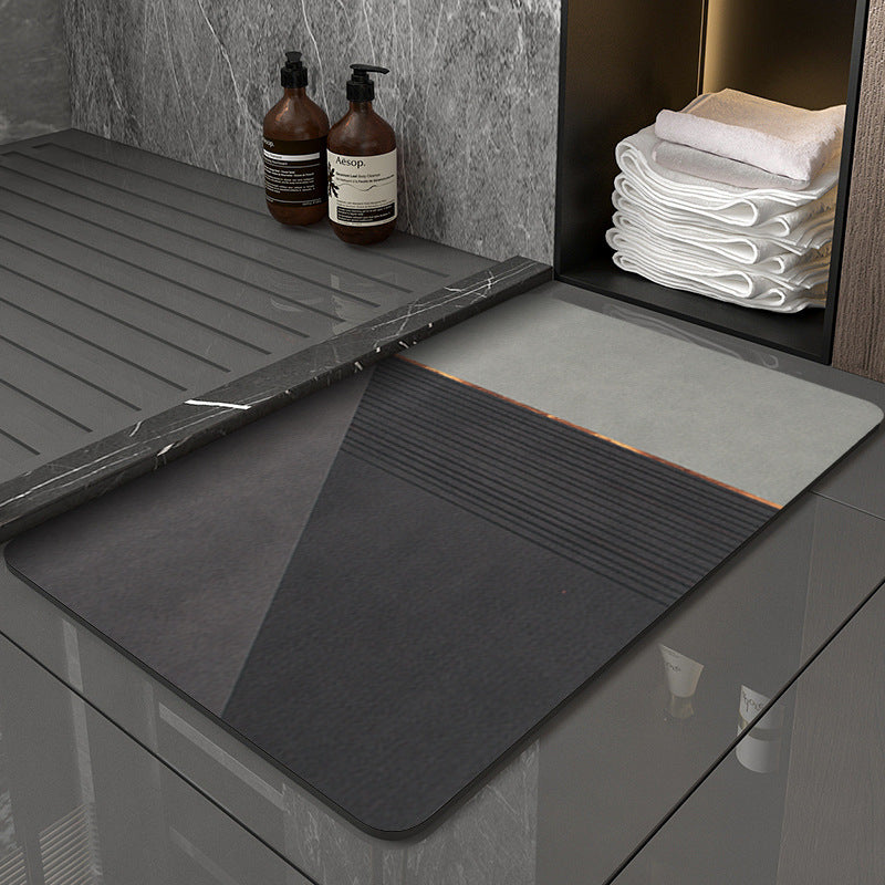 Modern Geometric Bath Mat Polyester Textile Non Slip | High & Bury