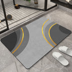 Modern Geometric Bath Mat Polyester Textile Non Slip | High & Bury
