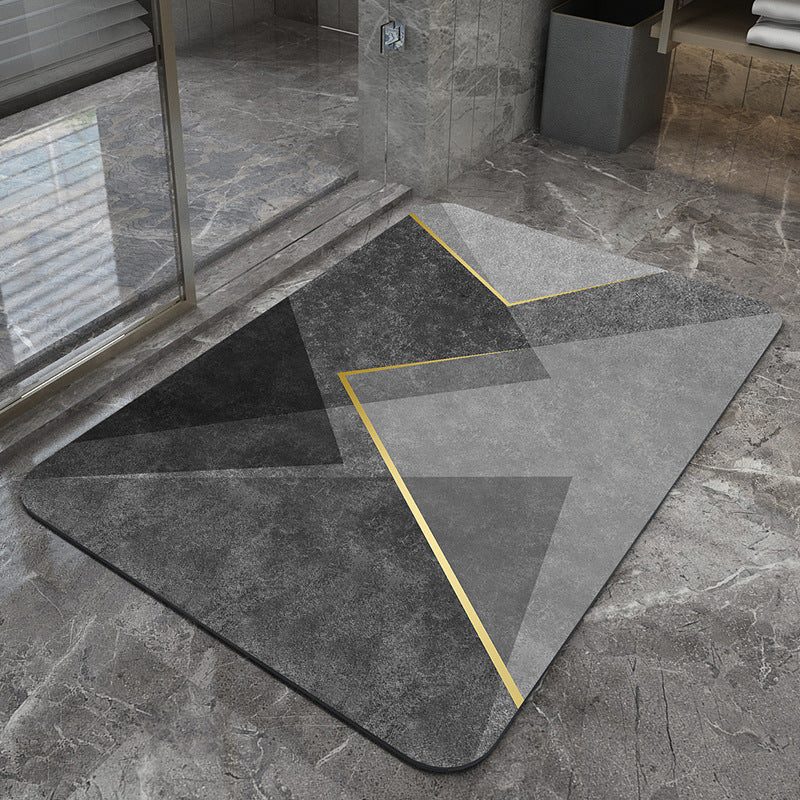 Modern Geometric Bath Mat Polyester Textile Non Slip | High & Bury