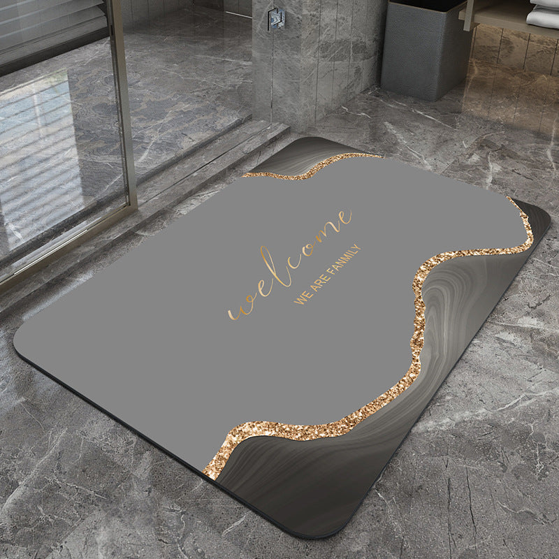 Modern Geometric Bath Mat Polyester Textile Non Slip | High & Bury