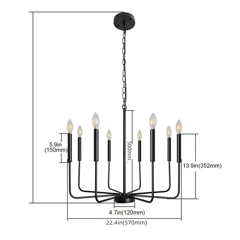Modern Industrial Multi-Armed Minimalist Candle Holder Chandelier Pendant Light | High & Bury