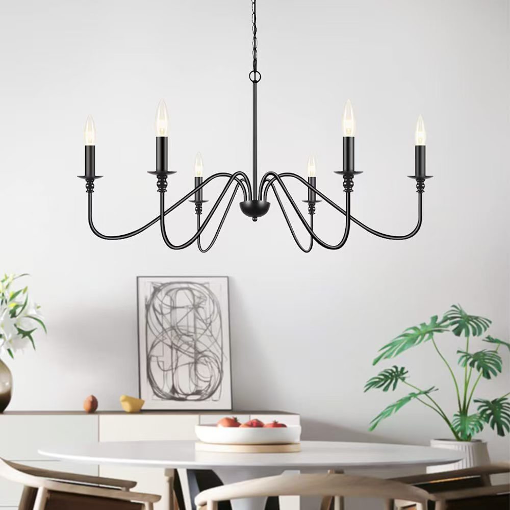 Modern Industrial Multi-Armed Minimalist Candle Holder Chandelier Pendant Light | High & Bury