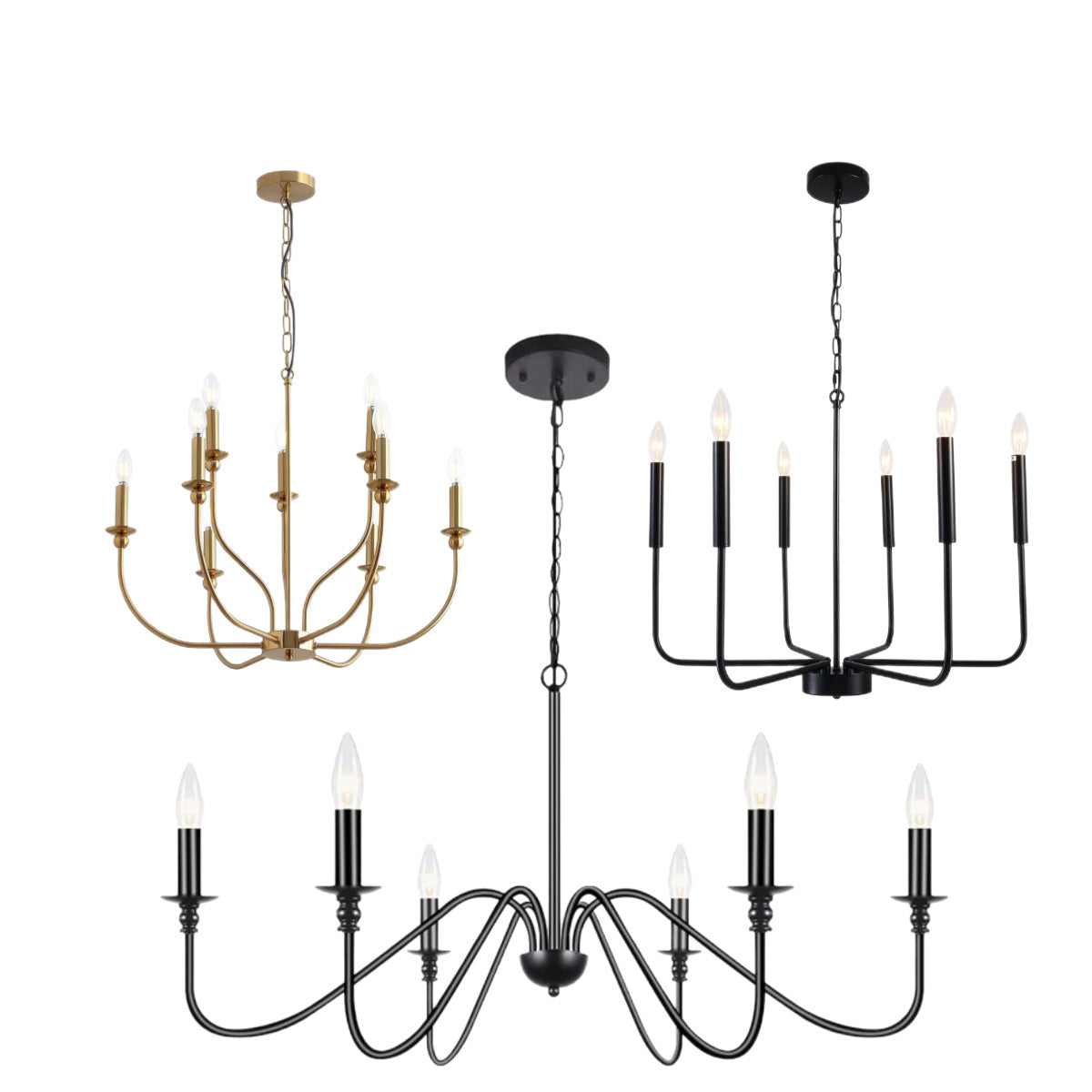 Modern Industrial Multi-Armed Minimalist Candle Holder Chandelier Pendant Light | High & Bury