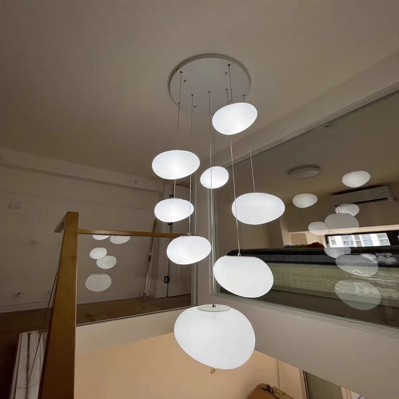 Modern Multi-Level LED Pendant Light with Satin Oval Disc Shades | High & Bury