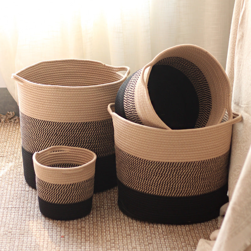Modern Storage Basket with Gray Knit Pattern | High & Bury
