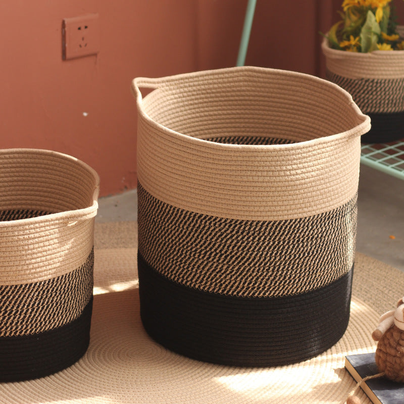 Modern Storage Basket with Gray Knit Pattern | High & Bury
