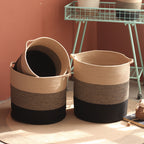 Modern Storage Basket with Gray Knit Pattern | High & Bury