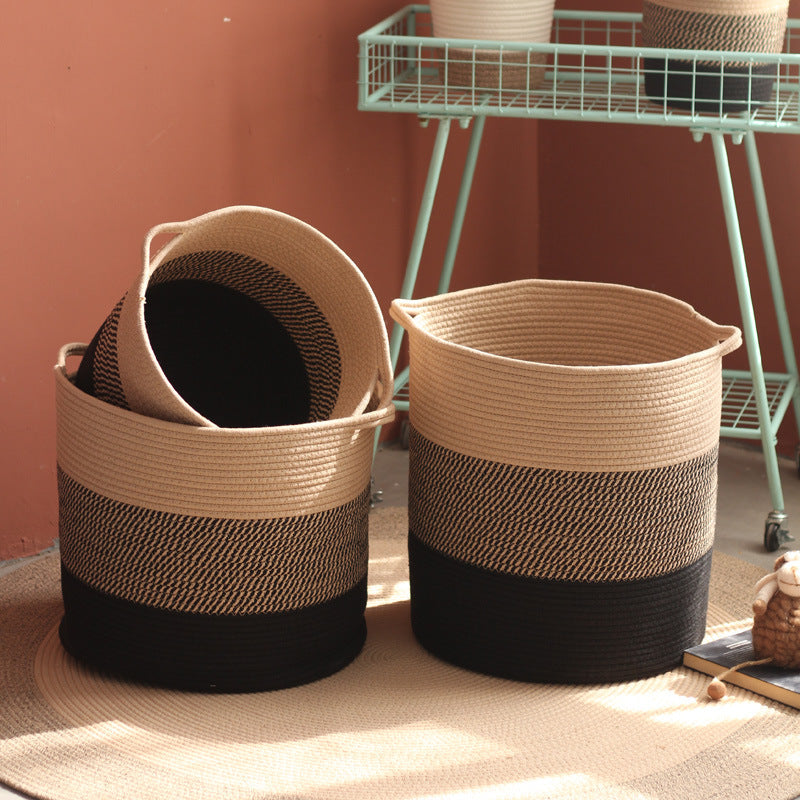 Modern Storage Basket with Gray Knit Pattern | High & Bury