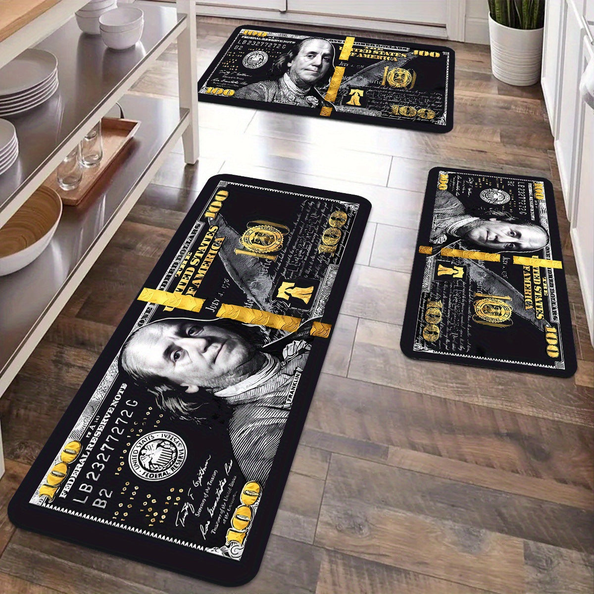 Money-Themed Anti-Fatigue Kitchen Mat | High & Bury