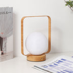 Moon Globe Ambient Table Lamp with Wooden Base and Copper Frame | High & Bury