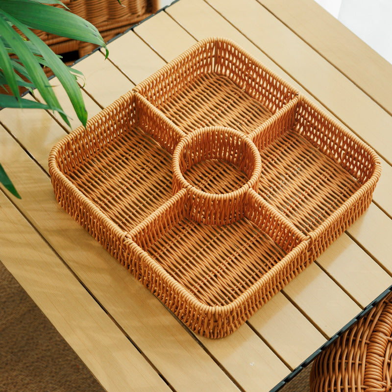 Multi-Compartment Woven Storage Basket | High & Bury
