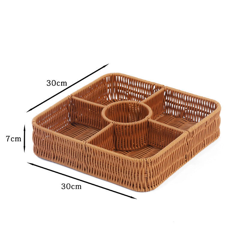 Multi-Compartment Woven Storage Basket | High & Bury