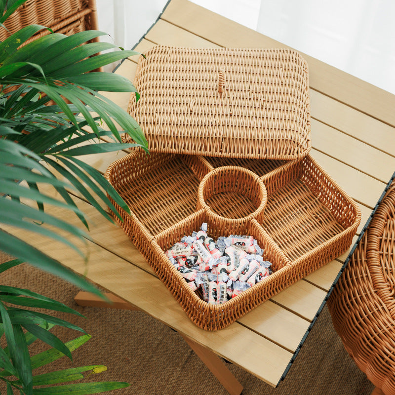 Multi-Compartment Woven Storage Basket | High & Bury