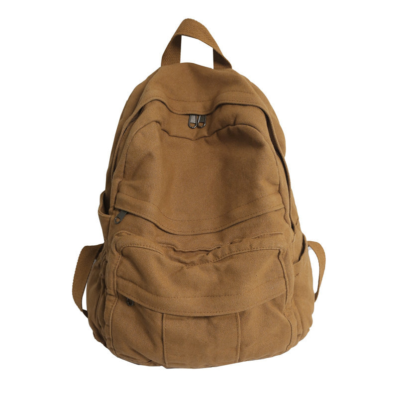 Multi-Functional Canvas School Backpack with Padded Adjustable Straps
