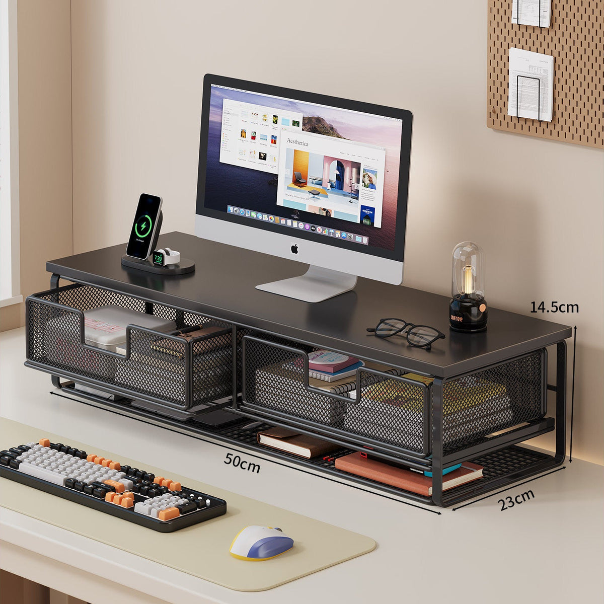Multi-Functional Wire Mesh Desktop Organizer | High & Bury
