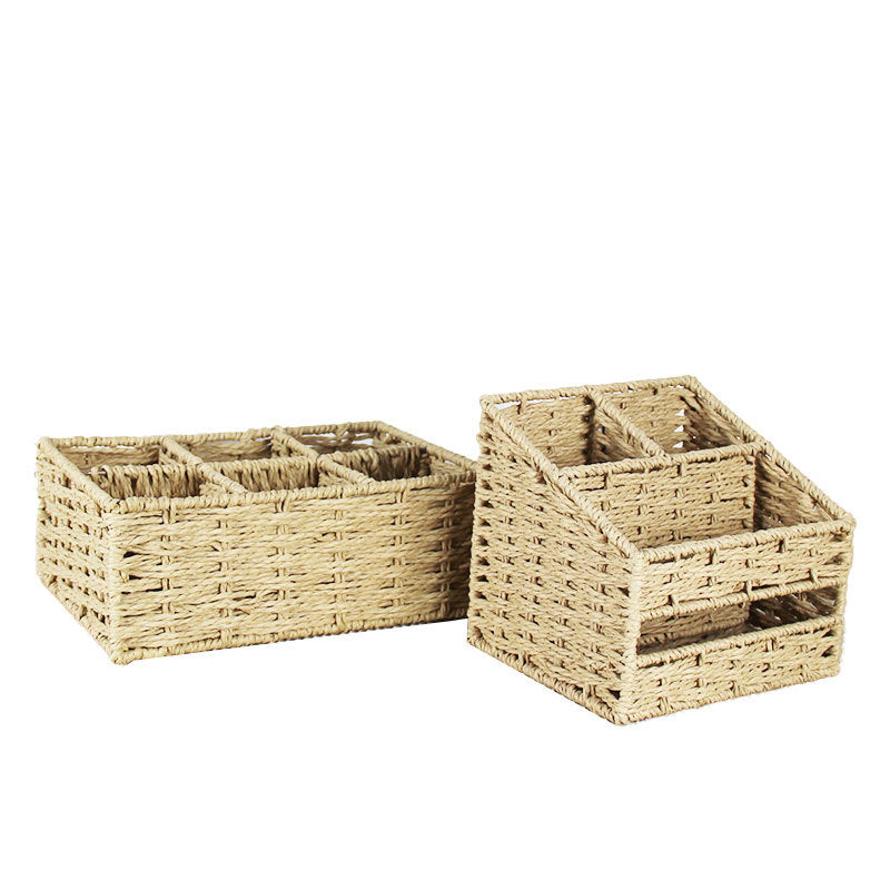 Multi-Sectional Woven Storage Basket | High & Bury