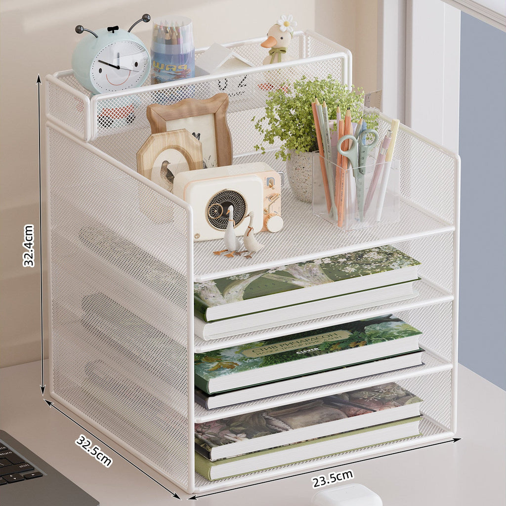 Multi-Tier Mesh Desktop Organizer with Document Holders | High & Bury