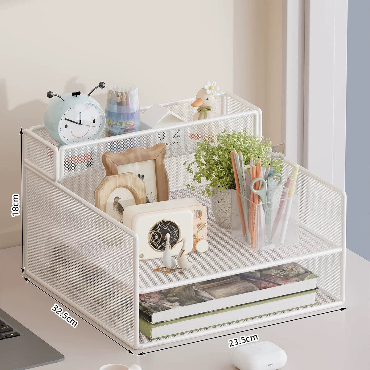 Multi-Tier Mesh Desktop Organizer with Document Holders | High & Bury