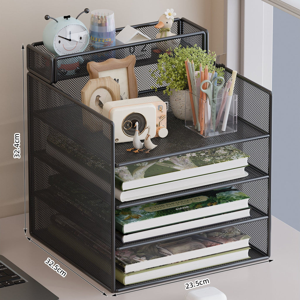 Multi-Tier Mesh Desktop Organizer with Document Holders | High & Bury