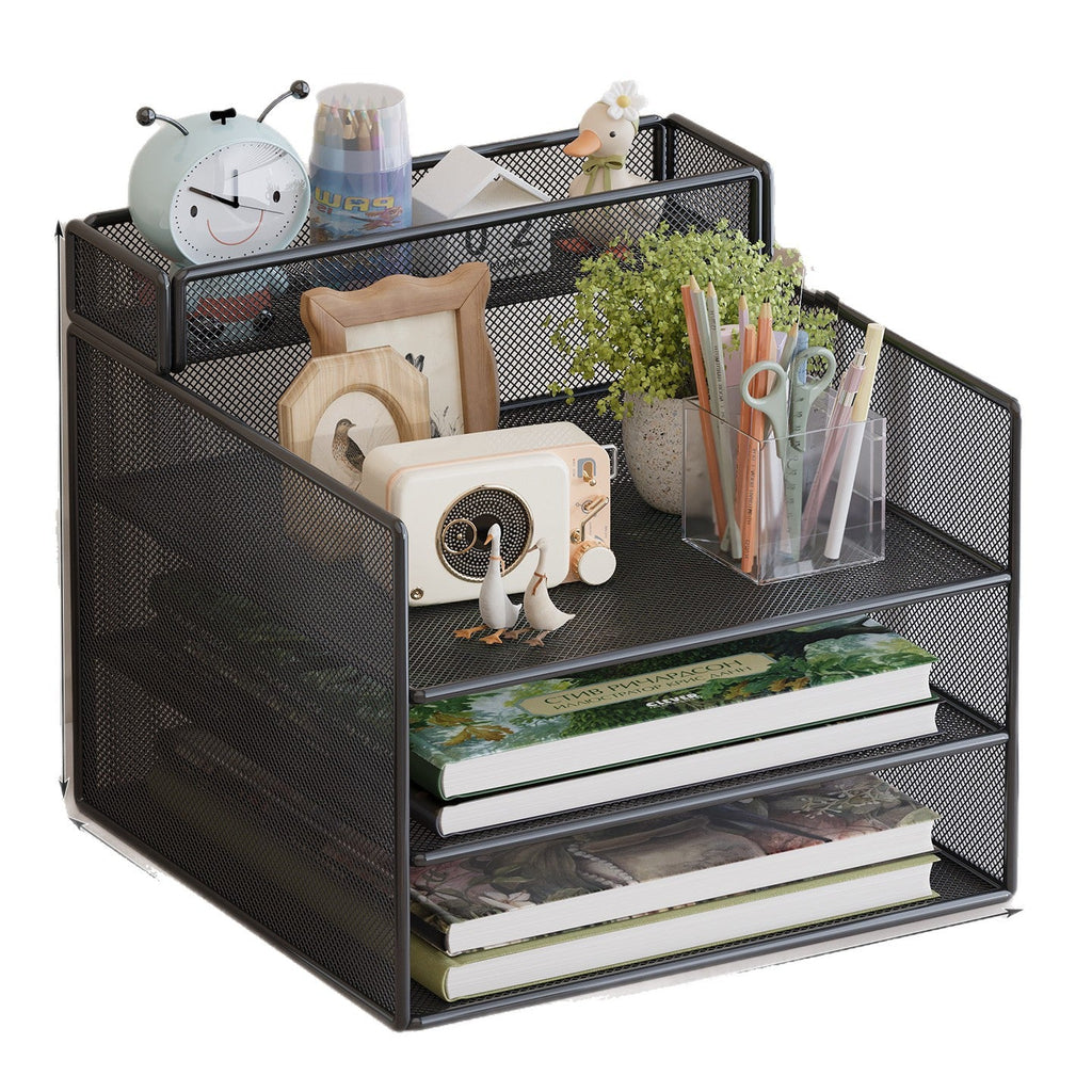Multi-Tier Mesh Desktop Organizer with Document Holders | High & Bury