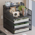 Multi-Tier Mesh Desktop Organizer with Document Holders | High & Bury