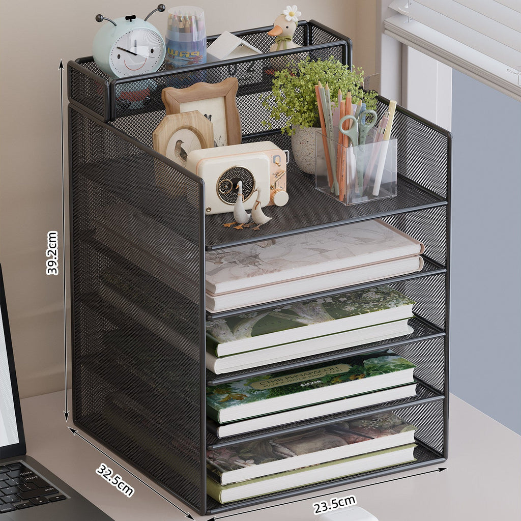 Multi-Tier Mesh Desktop Organizer with Document Holders | High & Bury