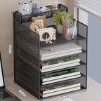 Multi-Tier Mesh Desktop Organizer with Document Holders | High & Bury