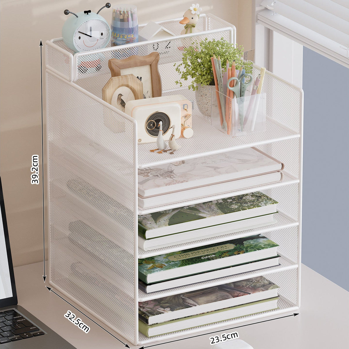 Multi-Tier Mesh Desktop Organizer with Document Holders | High & Bury