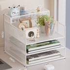 Multi-Tier Mesh Desktop Organizer with Document Holders | High & Bury