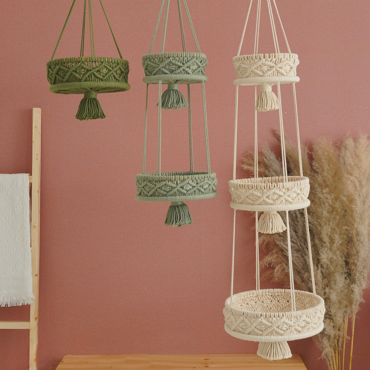 Multi-Tiered Macrame Hanging Storage | High & Bury