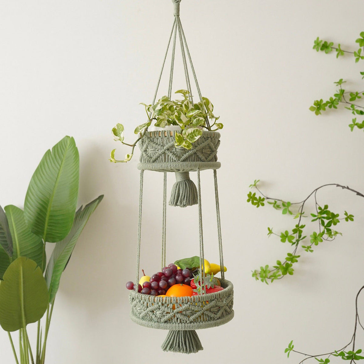 Multi-Tiered Macrame Hanging Storage | High & Bury