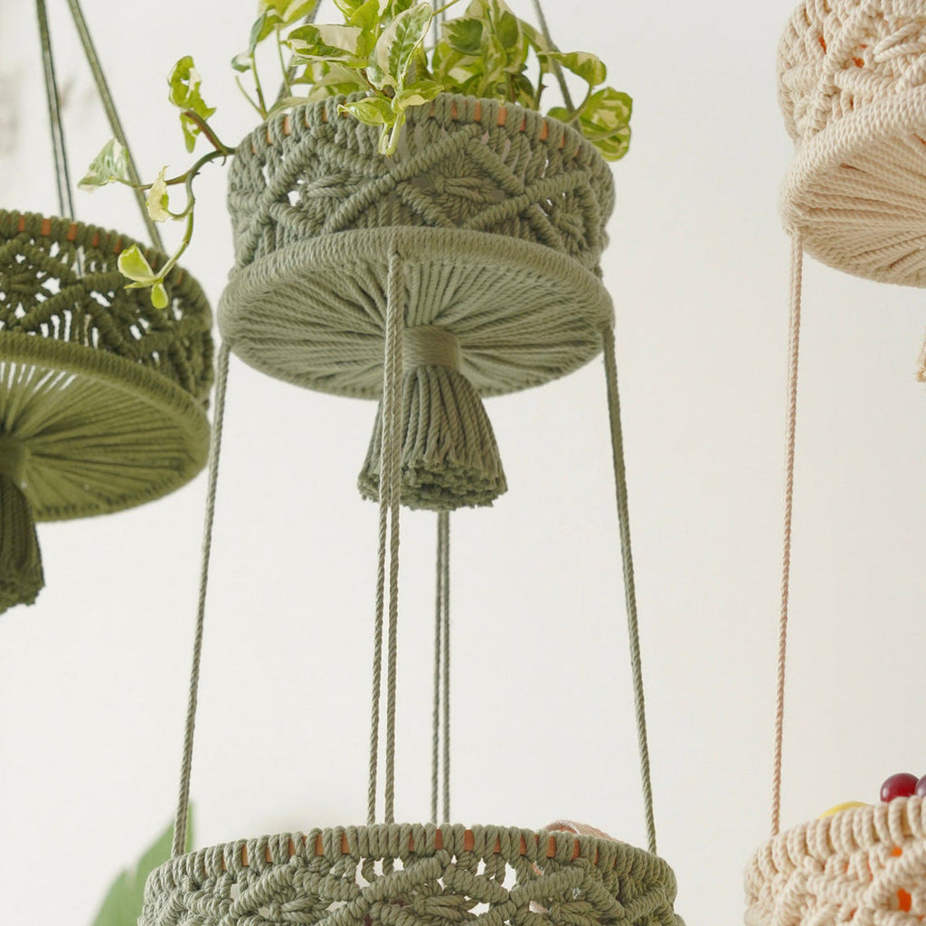 Multi-Tiered Macrame Hanging Storage | High & Bury