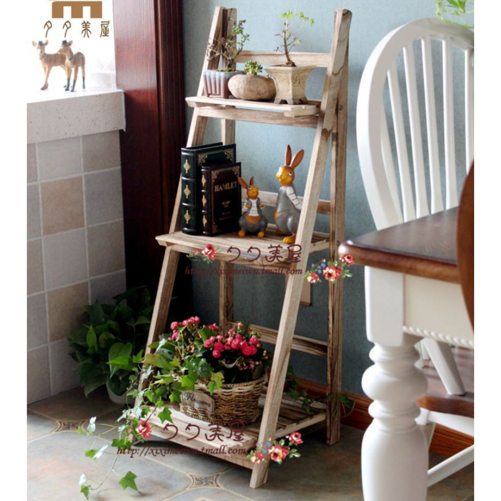 Multi-Tiered Wooden Ladder Shelf | High & Bury