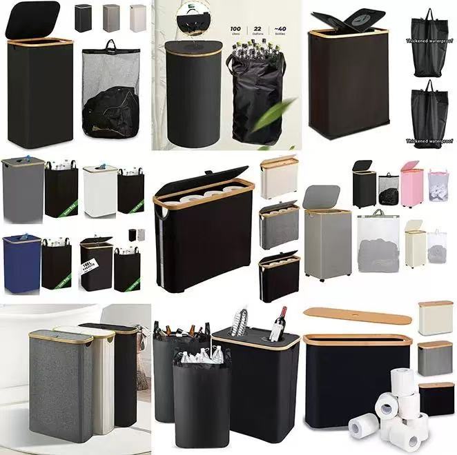 Multifunctional Laundry Storage Box with Bamboo Lid | High & Bury