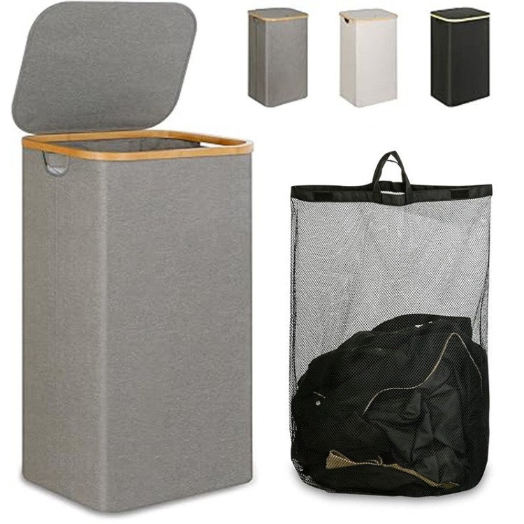 Multifunctional Laundry Storage Box with Bamboo Lid | High & Bury