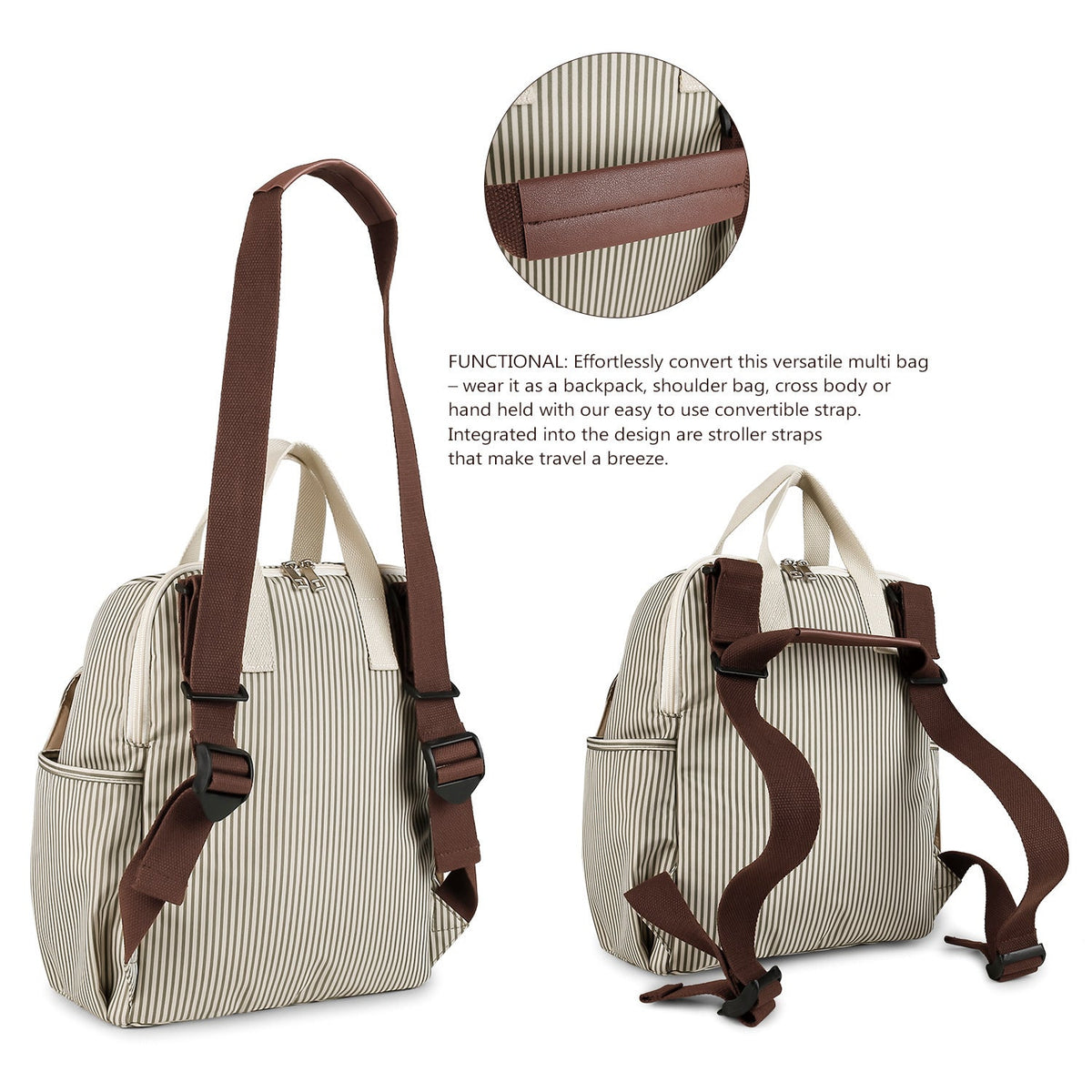 Multifunctional Nappy Backpack with Integrated Changing Mat, view 4