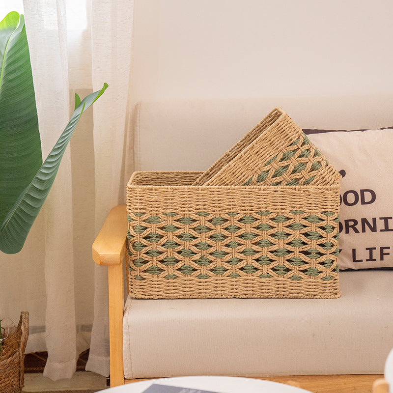 Natural Decorative Storage Basket with Woven Design | High & Bury