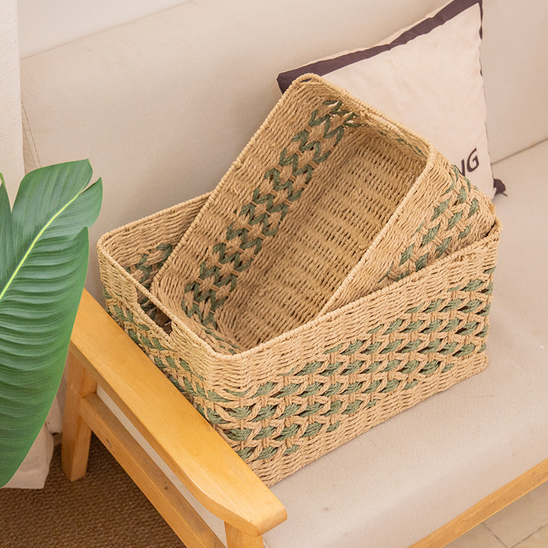 Natural Decorative Storage Basket with Woven Design | High & Bury