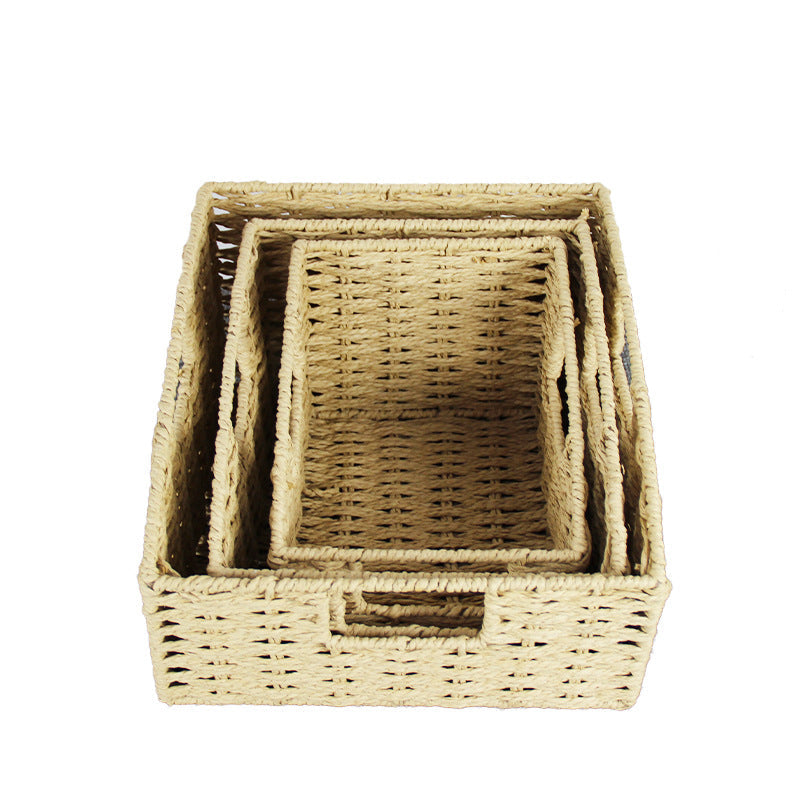 Natural Fiber Rectangular Storage Basket | High & Bury