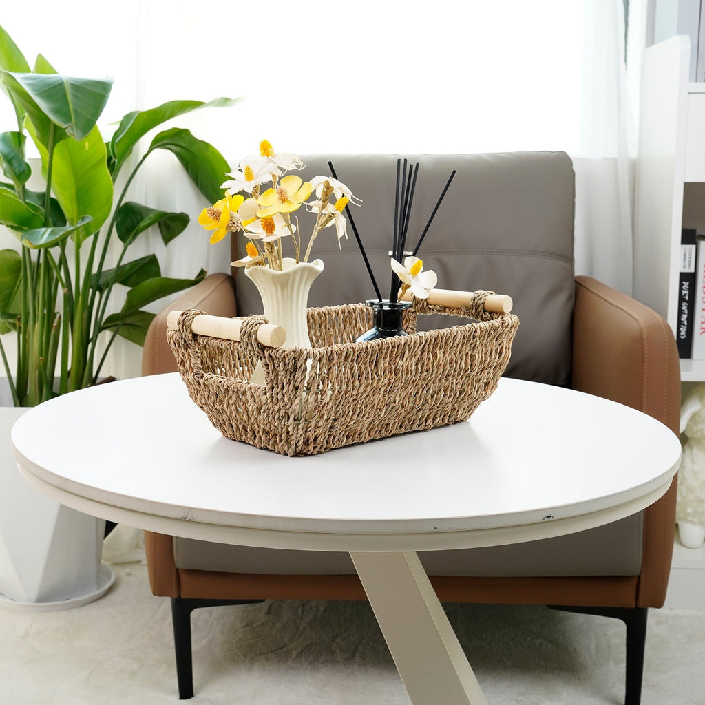 Natural Fiber Storage Basket with Handles | High & Bury
