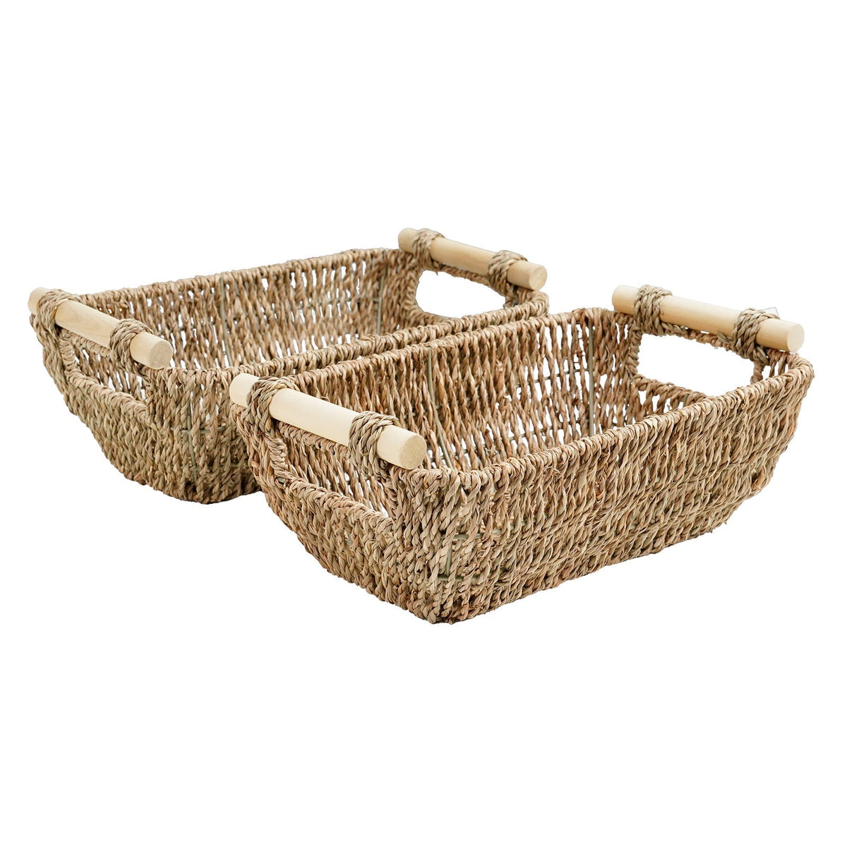 Natural Fiber Storage Basket with Handles | High & Bury