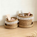 Natural Fiber Storage Basket with Ruffled Edge | High & Bury