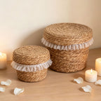 Natural Fiber Storage Basket with Ruffled Edge | High & Bury