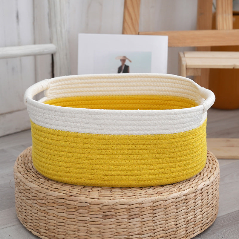 Natural Storage Basket with Ribbons | High & Bury