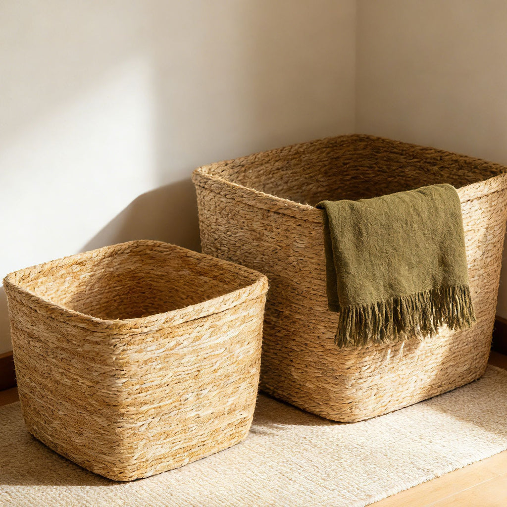 Natural Storage Basket with Woven Design | High & Bury