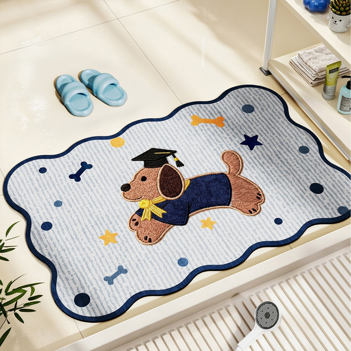 Nautical-Themed Memory Foam Bath Mat | High & Bury