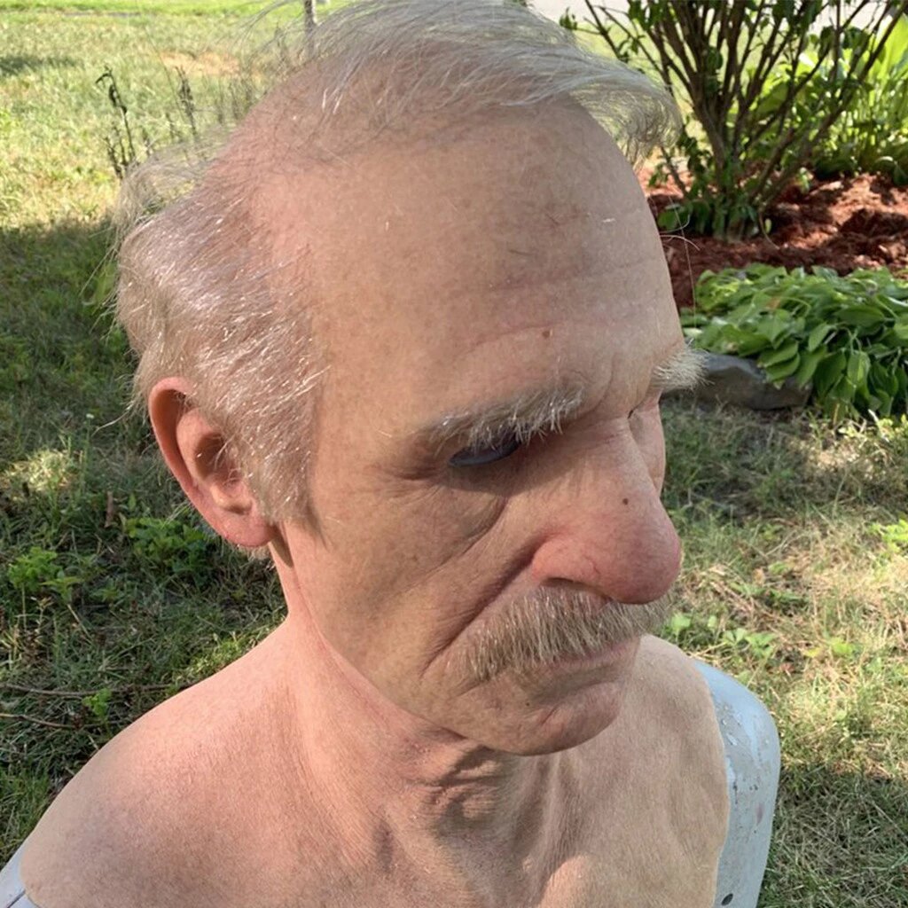 Old Man Halloween Mask, Realistic Latex Costume Mask for Adults, view 3